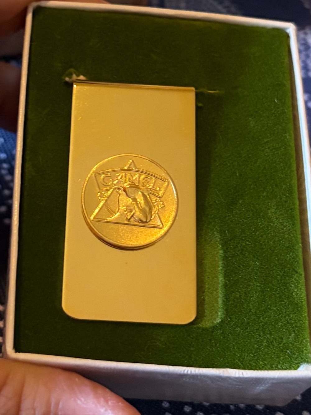 Vintage Gold Tone Money Clip with Camel Logo
